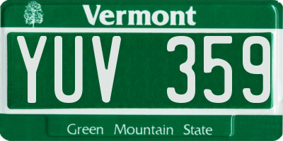 VT license plate YUV359