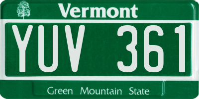 VT license plate YUV361