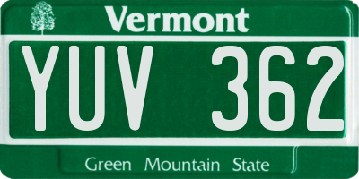 VT license plate YUV362