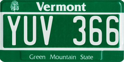 VT license plate YUV366