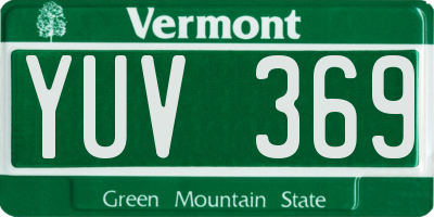 VT license plate YUV369