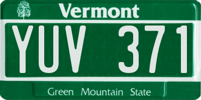VT license plate YUV371