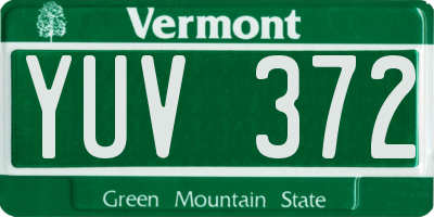 VT license plate YUV372
