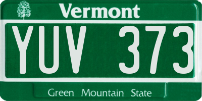 VT license plate YUV373