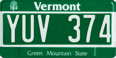 VT license plate YUV374