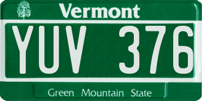 VT license plate YUV376