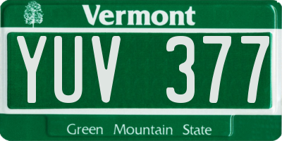 VT license plate YUV377