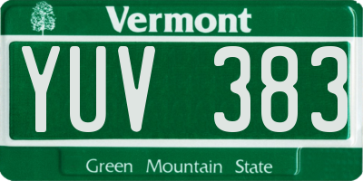 VT license plate YUV383