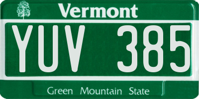 VT license plate YUV385