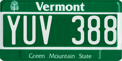 VT license plate YUV388