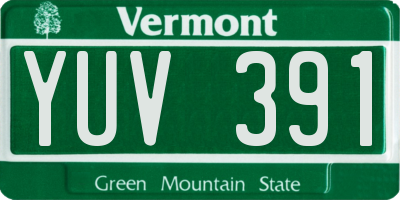 VT license plate YUV391