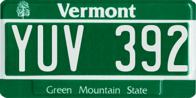 VT license plate YUV392