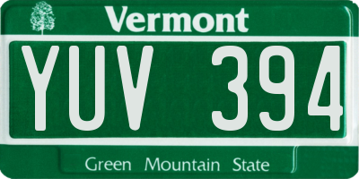 VT license plate YUV394