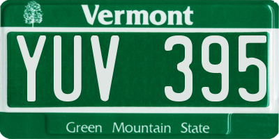 VT license plate YUV395