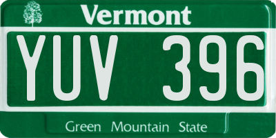 VT license plate YUV396