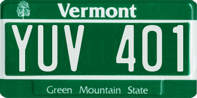 VT license plate YUV401