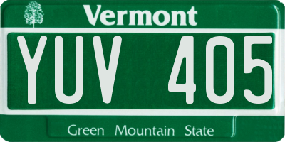 VT license plate YUV405