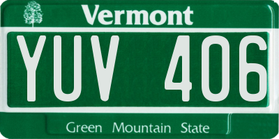 VT license plate YUV406
