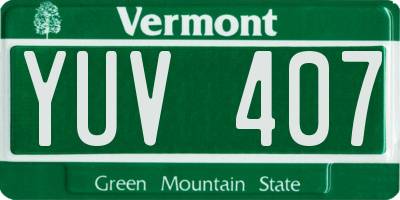 VT license plate YUV407