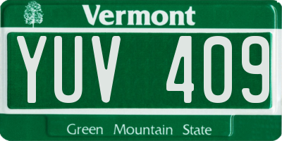 VT license plate YUV409
