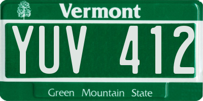 VT license plate YUV412