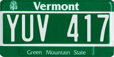 VT license plate YUV417