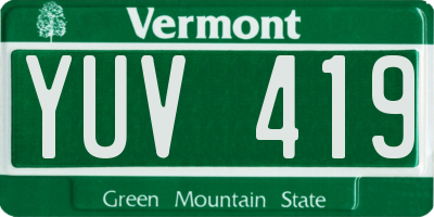 VT license plate YUV419