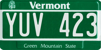 VT license plate YUV423