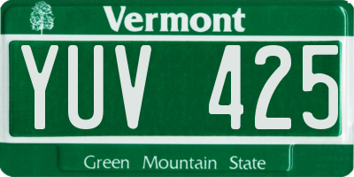 VT license plate YUV425
