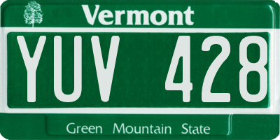 VT license plate YUV428