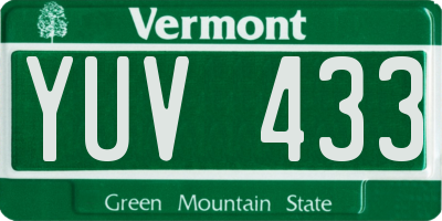 VT license plate YUV433