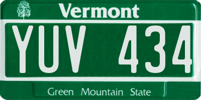 VT license plate YUV434