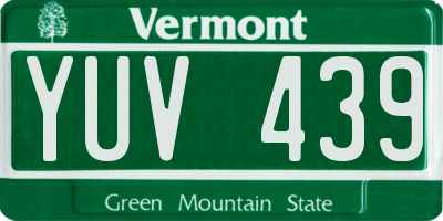 VT license plate YUV439