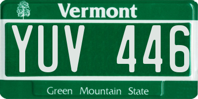 VT license plate YUV446