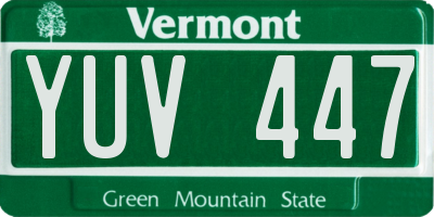 VT license plate YUV447