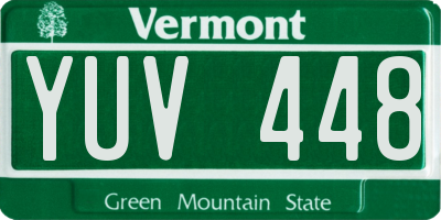 VT license plate YUV448