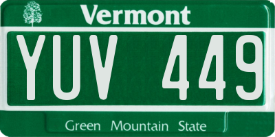 VT license plate YUV449