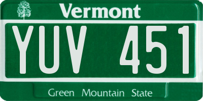 VT license plate YUV451