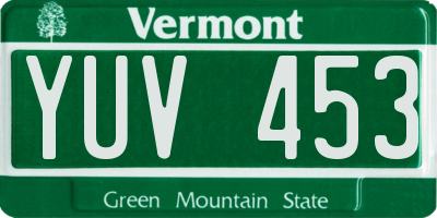 VT license plate YUV453