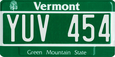 VT license plate YUV454