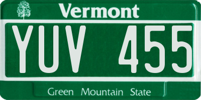 VT license plate YUV455