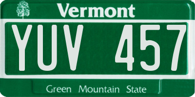 VT license plate YUV457