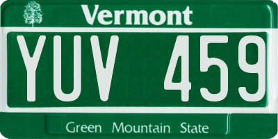 VT license plate YUV459