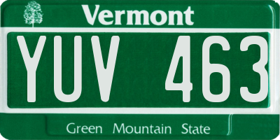 VT license plate YUV463