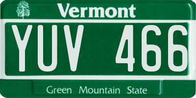 VT license plate YUV466