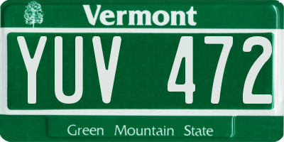 VT license plate YUV472