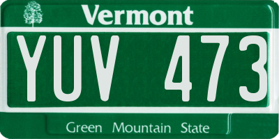 VT license plate YUV473