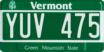 VT license plate YUV475