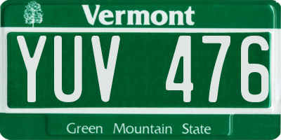 VT license plate YUV476