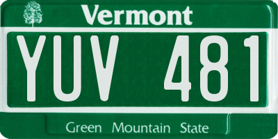 VT license plate YUV481